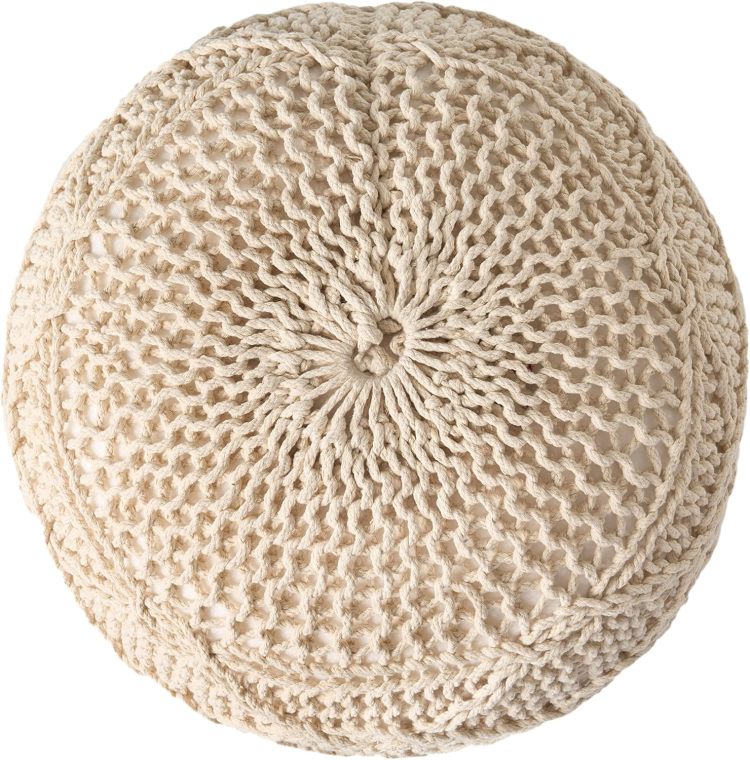 Malibu Knitted Cotton 20 X 20 Round Pouf