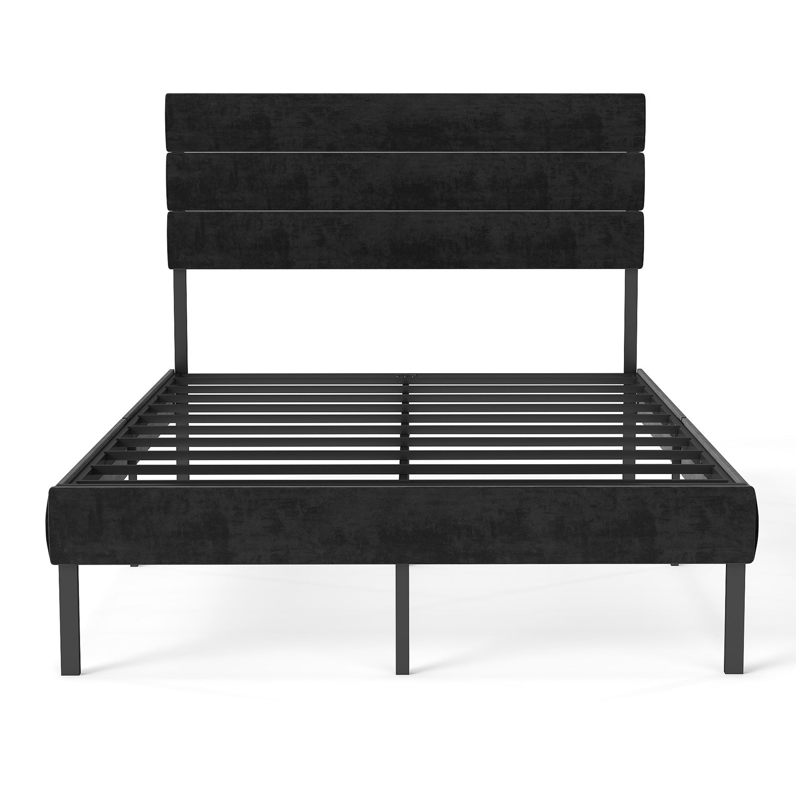 Full Size Upholstered Platform Bed Frame 14'' Underbed Storage, Linen Headboard, No Box Spring Needed