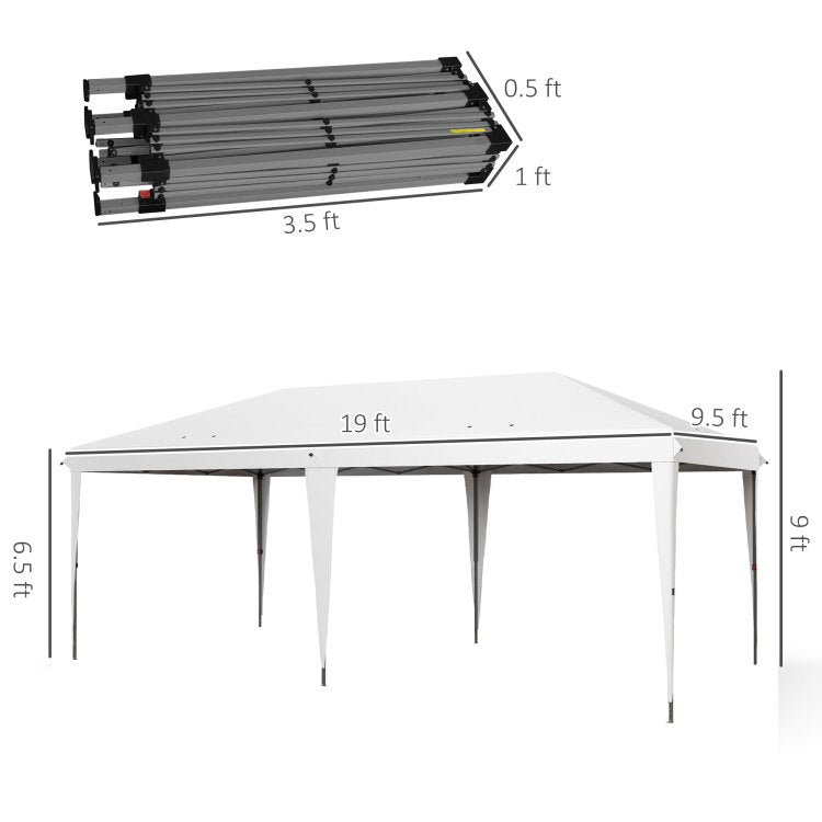 Outsunny 10' X 19.2' Pop Up Canopy Tent, Heavy Duty Tent For Parties, Outdoor Instant Gazebo Sun Shade Shelter With Carry Bag For Catering, Events, Wedding, Backyard Bbq, White