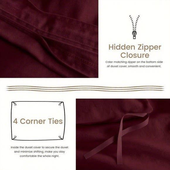 Serta Simply Clean Solid Duvet Cover Burgundy Twin