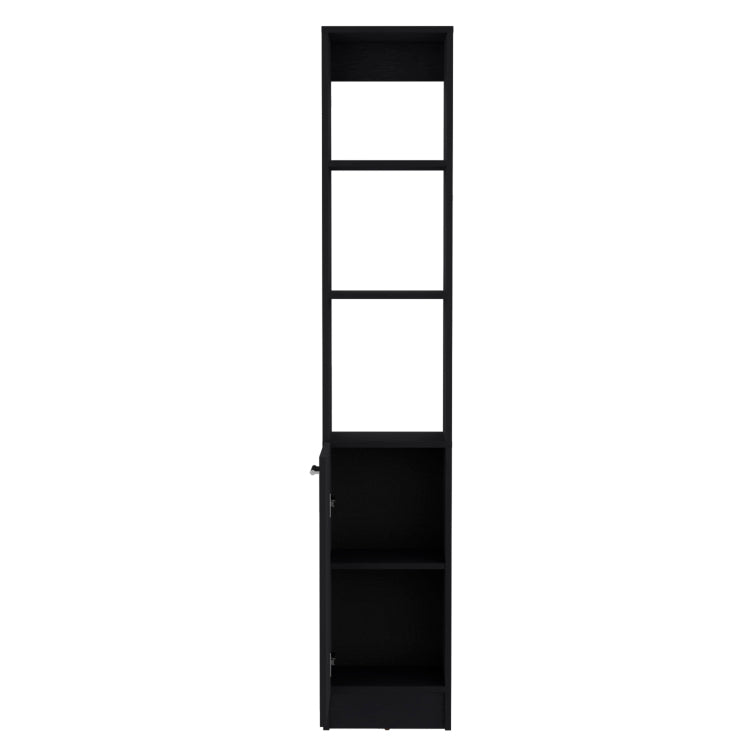 Linen Cabinet, 1 Door, 6 Shelves, Black