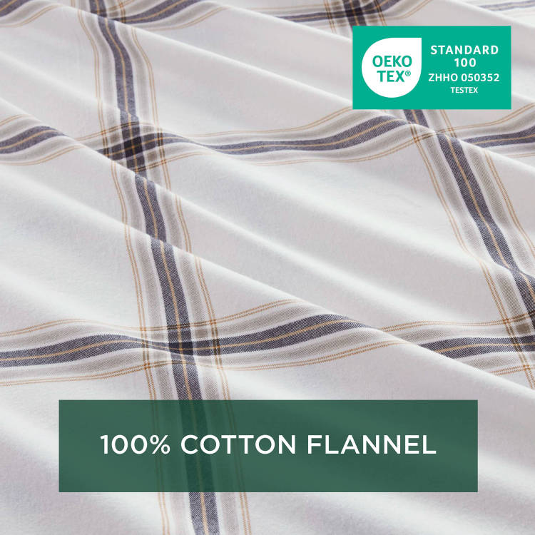 4 Piece King Sheet Set,Tan Plaid