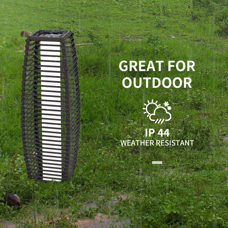 Outsunny Solar Floor Lamp, Outdoor Rattan Garden Lantern Pathway Light & Decorative Driveway Lighting With Auto On Off Led Lights For Porch, Yard, Lawn, Courtyard, Deck, Gray