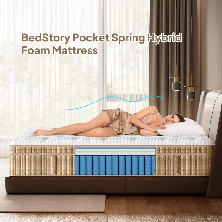 12 Inch King Hybrid Mattress With Independently Encased Springs & Gel Memory Foam, Medium Firm, Fiberglass Free, Certipur Us Certified, Mattress In A Box