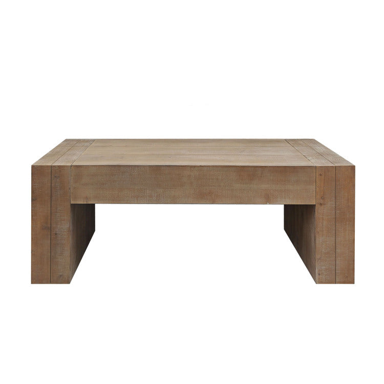 Rustic Wood Coffee Table, 49In Modern Farmhouse Rectangular Table For Living Room