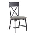 Edina Gray Fabric, Oak & Sandy Black Finish Side Chair Set Of 2
