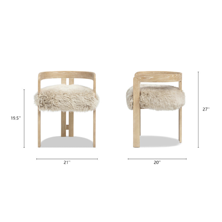 Millwick 21" Low Back Genuine Fur Dining Chair, Natural Blonde Genuine Fur