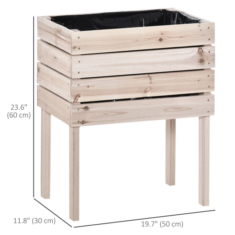 Outsunny 4Pcs Raised Garden Bed, Wooden Elevated Planter Box Kit With Bed Liner, Diy Shape, For Flowers Vegetables