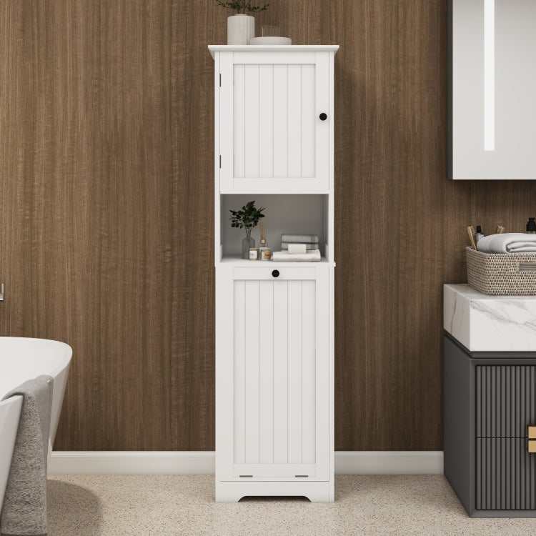 One Compartment One Door Tilt Out Laundry Sorter Cabinet White
