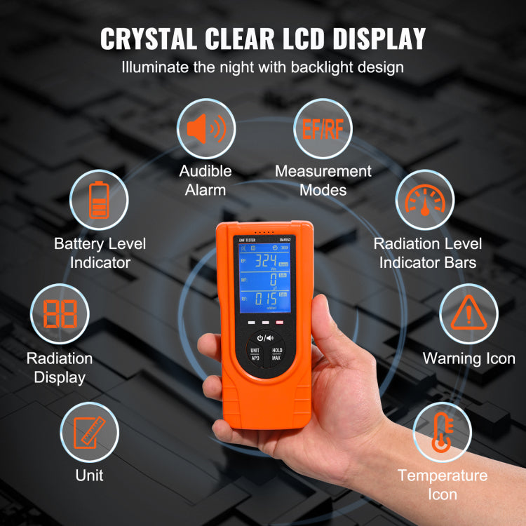 3 In 1 Emf Meter, 5Hz 3.5Ghz, Handheld Rechargeable Electromagnetic Field Radiation Detector, Digital Lcd Emf Tester For Ef Mf Rf Home Inspections Outdoor Ghost Hunting Paranormal Equipment
