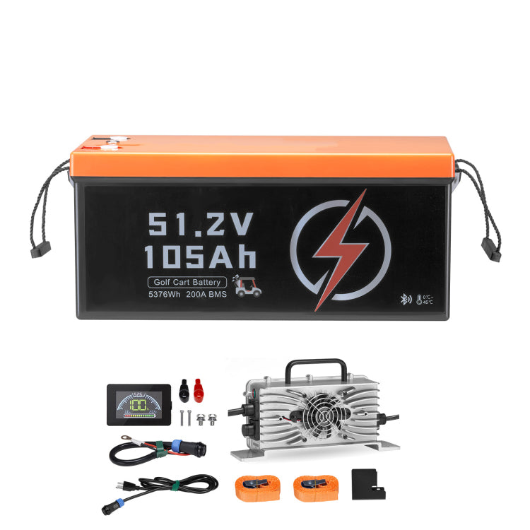 48V 105Ah Golf Cart Lithium Battery 20A Charger Lcd Monitor & 4000 Cycle
