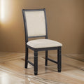 Anji 24 Inch Side Dining Chairs Set Of 2, Cushioned Seat, Curved Back, Black, Beige