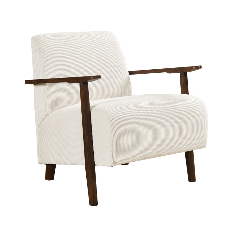 Modern Design 1Pc Accent Chair Beige Corduroy Seat Cushions Solid Wood Living Room Furniture