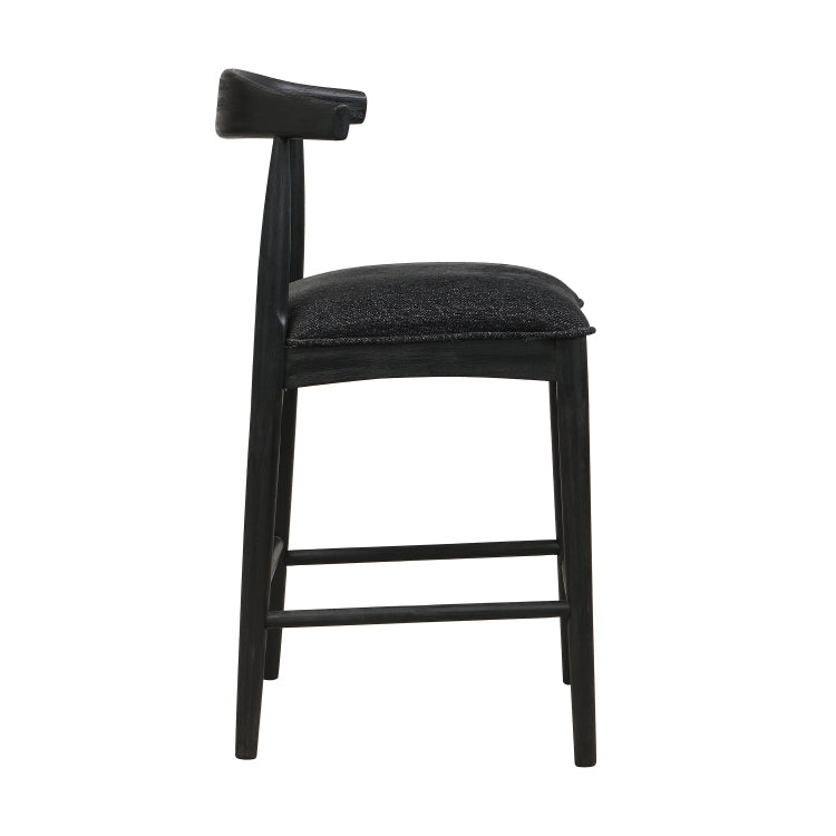 Counter Stool In Black Fabric Set Of 2