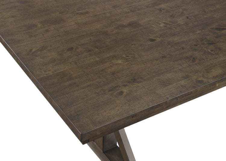 5Pc Counter Height Dining Set Beautifully Crafted Dining Table Robust Trestle Base Upholstered Chair Rich Wood Finish Natural Charm Dining Room Furniture Rustic Brown