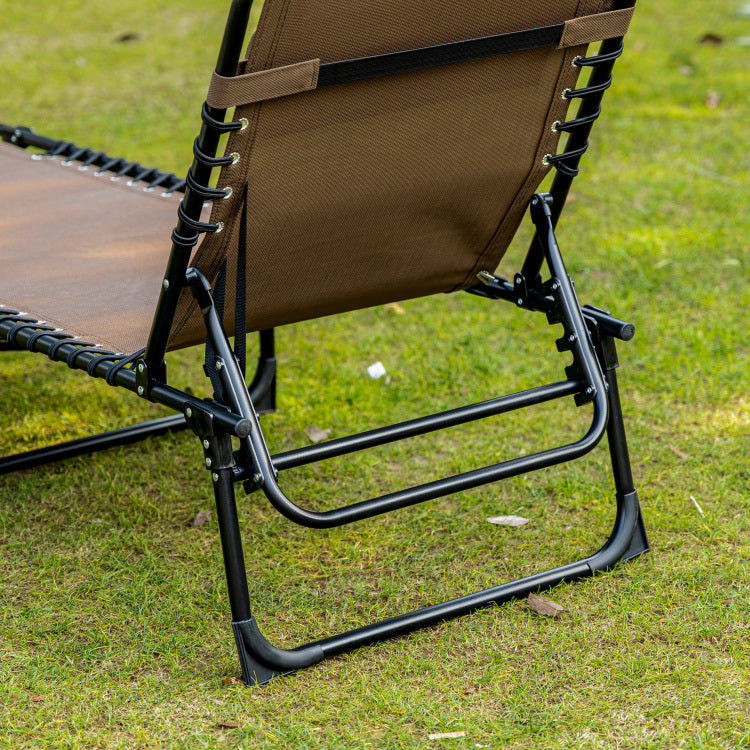 Outsunny Reclining Chaise Lounge Chair, Portable Sun Lounger, Folding Camping Cot, With Adjustable Backrest And Removable Pillow, For Patio, Garden, Beach, Brown