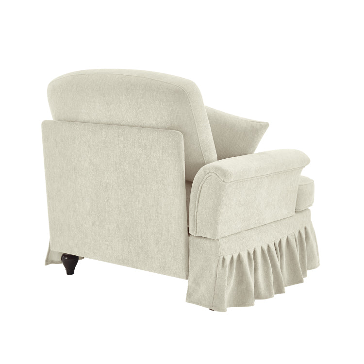 Sofa Lsf Chenille W 1 Pillow Beige White