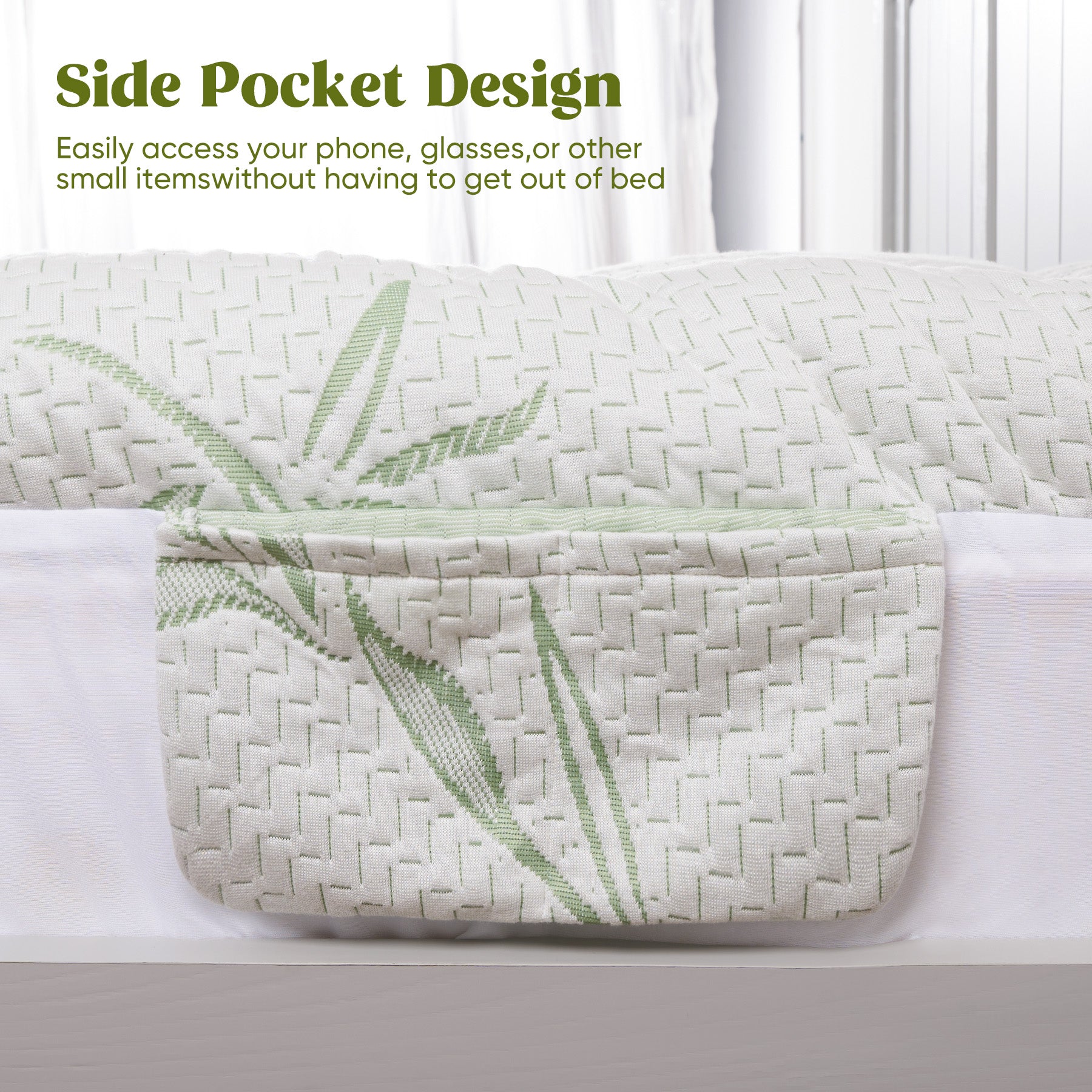 Bamboo Blend Waterproof Mattress Protector Queen Size 180G 35% Bamboo 65% Polyester Air Layer Top, Tpu Backed, 1000G 3D 7D Fill, 21" Deep Pocket, Soft & Quiet For All Seasons