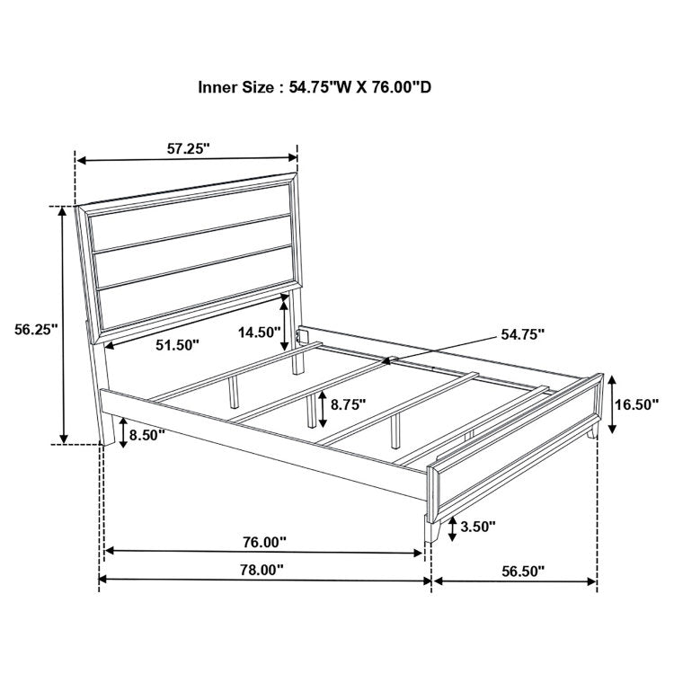 Cabrillo Grey Oak Wood Full Panel Bed