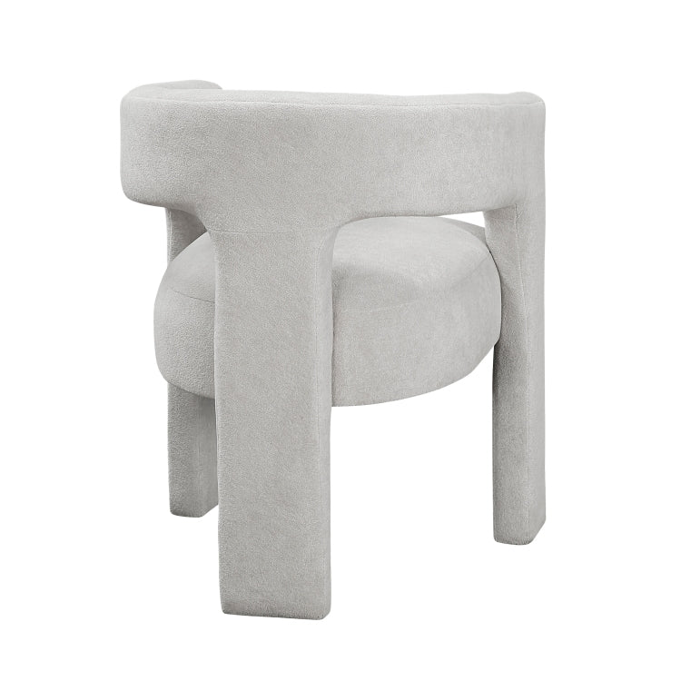 Modern Luxury Dining Furniture Elegant Side Chairs Set Of 2 Light Gray Soft Boucle Fabric Plush Upholstery Comfortable, Chairs For Restaurant Aesthetic