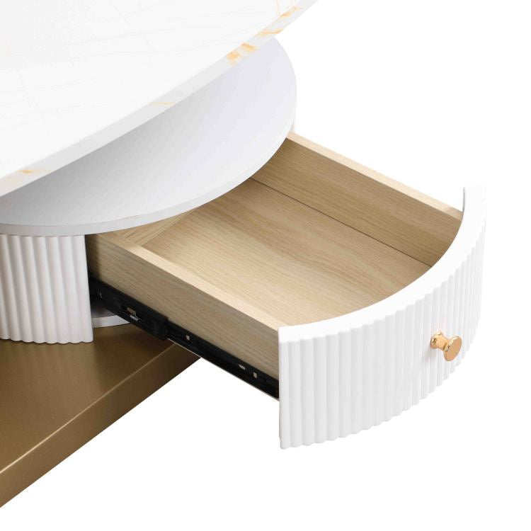 Modern Nesting Golden Coffee Table Set Of 2 End Table For Living Room, Oval And Round Table Set