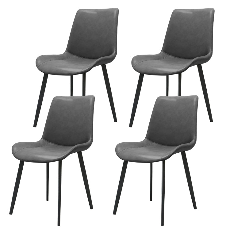 Grey Pu Leather Dining Chair With Metal Legs, Modern Upholstered Chair Set Of 4 For Kitchen, Restaurant, Living, Meeting Room