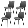 Grey Pu Leather Dining Chair With Metal Legs, Modern Upholstered Chair Set Of 4 For Kitchen, Restaurant, Living, Meeting Room