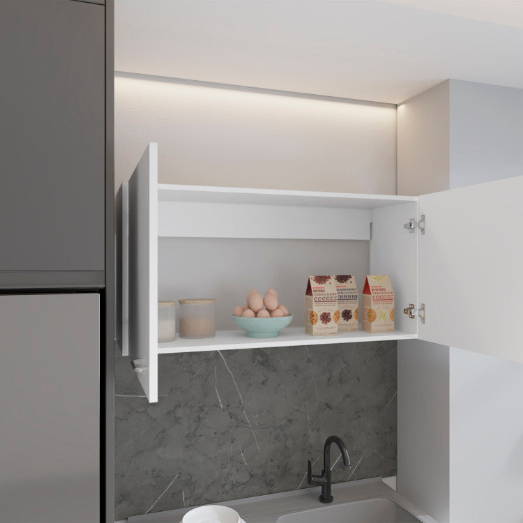 Wall Cabinet 19"H, Two Doors, Two Internal Shelves, White