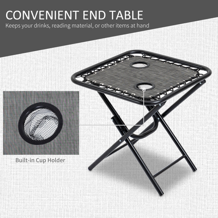 Outsunny Zero Gravity Chair Set With Side Table, Folding Reclining Chair With Cupholders & Pillows, Adjustable Lounge Chair For Pool, Backyard, Lawn, Beach, Gray