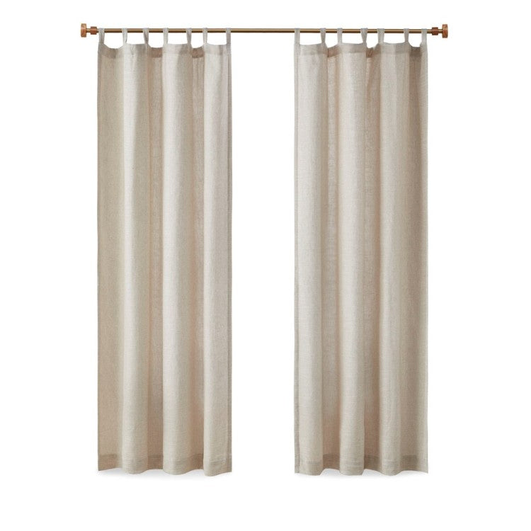 Faux Linen Tab Top Fleece Lined Curtain Panel Only 1 Pc Panel