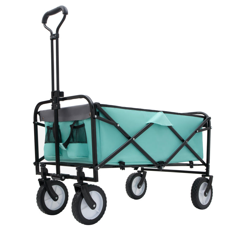 Collapsible Foldable Wagon Cart With Strapping System Beach Wagon Utility Cart Utility Wagon Grocery Cart For For Camping Shopping Sports Gardeing Fishing Supports 360Lbs All Terrain Wheels Green