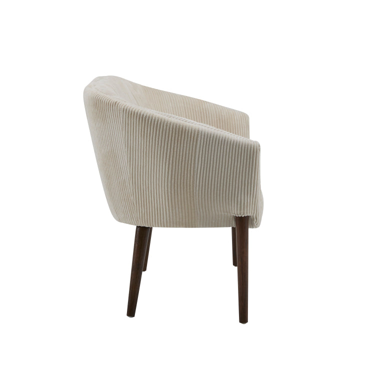 Corduroy Recessed Arm Loveseat Beige Walnut 65780