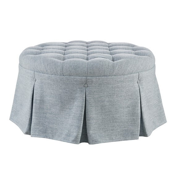 Skirted Tufted 32" Round Ottoman