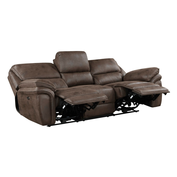 Plush Modern Design Living Room Power Reclining Sofa Brown Microfiber Upholstery Usb Port Solid Wood Frame Furniture 1Pc