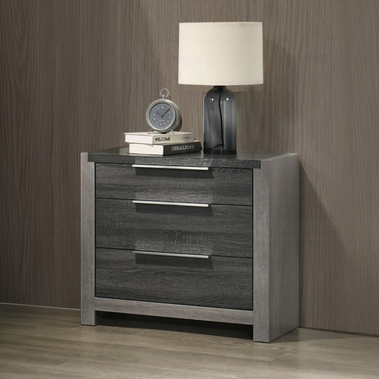 Contemporary Gray Finish 3 Drawers Nightstand Wooden 1Pc Bedroom Furniture Bedside Table