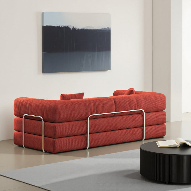 78.8Inch Modular Sectional Sofa, Convertible Pudding Block Sofa, Floor Standing Sofa Bed Arm Comfort Sofa Bed, Compression Sofa For Living Room And Bedroom Orange