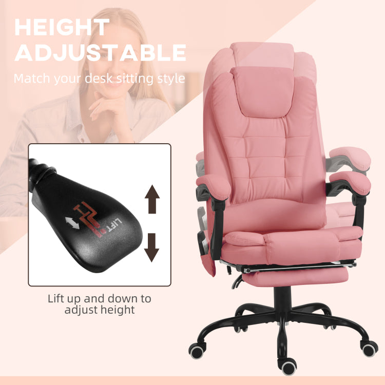 7 Point Vibrating Massage Office Chair High Back Massaging Office Desk Chair , Pink
