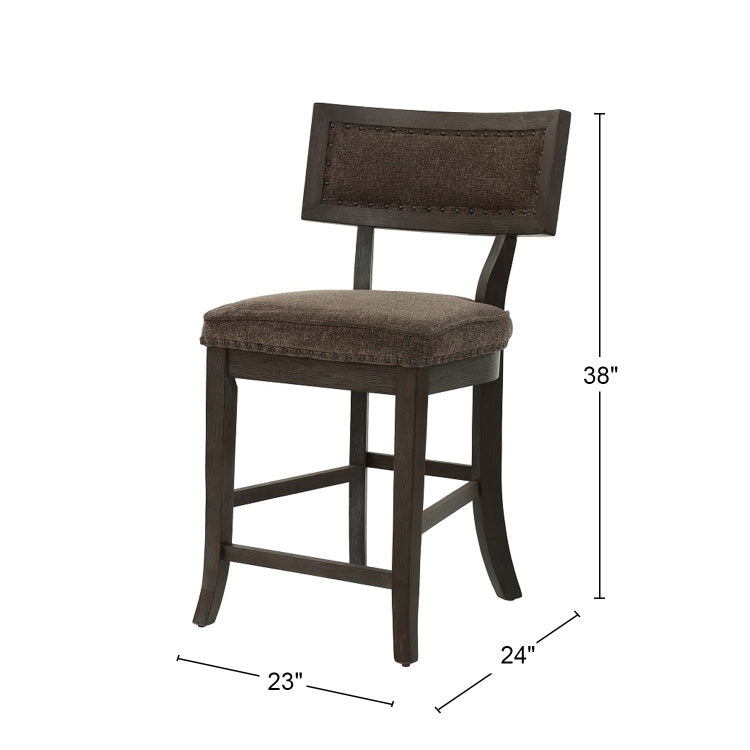 Set Of 2 Dining High Chairs With Fabric Upholstery Cushion, Espresso