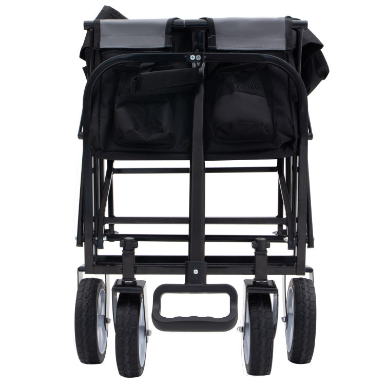 Minimeetall Multi Use Bag,Collapsible Foldable Wagon Cart Beach Wagon Heavy Duty Utility Cart Utility Wagon Grocery Cart For For Camping 3Pcs Plastic Liner Bag Cover , Black