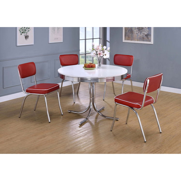 Parlisse White 5 Piece Round Dining Set