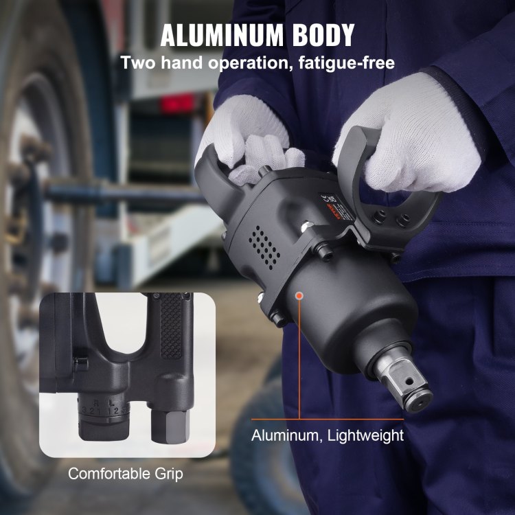 1 Inch Air Impact Wrench, Up To 2730 Ft Lbs Reverse Torque Output 1" Pneumatic Impact Gun Lightweight W 2 Handles For Heavy Duty Repairs And Maintenance