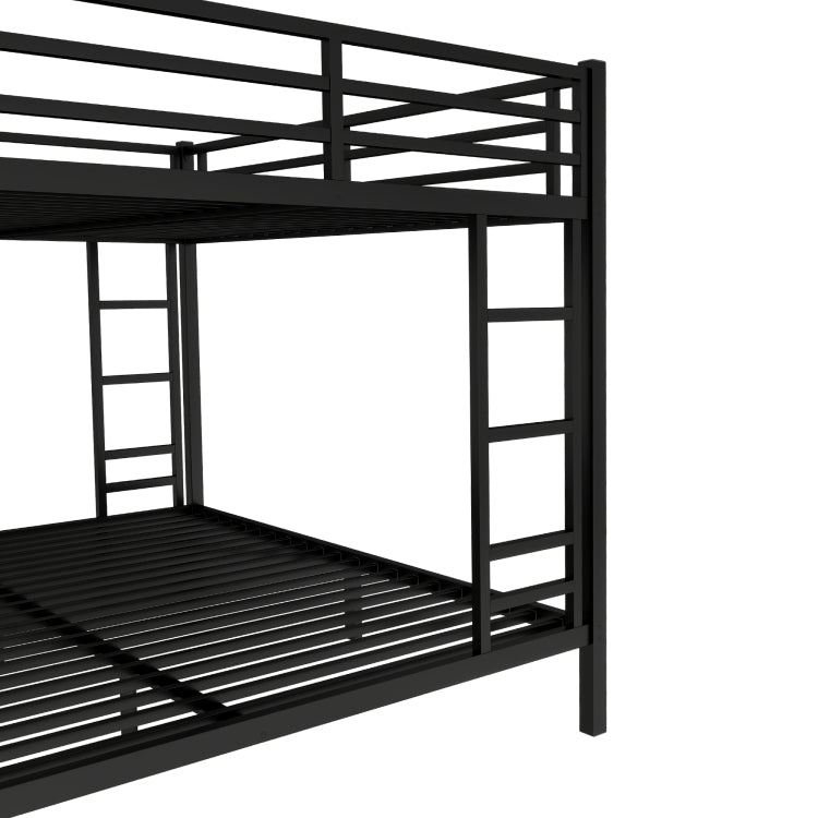 Metal Queen Over King Bunk Bed For Teens And Adults,Space Saving Noise Reduced No Box Spring Needed, Black