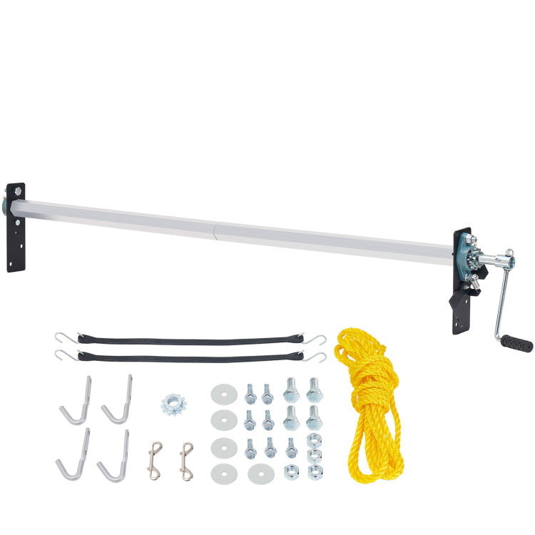 Hand Crank Tarp Roller Kit, 64" To 104" Wide, Aluminum Alloy, Manual Cab Level Dump Truck Tarp Roller With 7" Sponge Wrapped Handle, Perfect For Dump Trucks, Trailers, Trash Haulers No Tarp