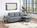 Black Gray Polyfiber Convertible Sectional Sofa Pull Out Bed Couch Storage Chaise Reversible 2Pc Sectional Living Room Furniture