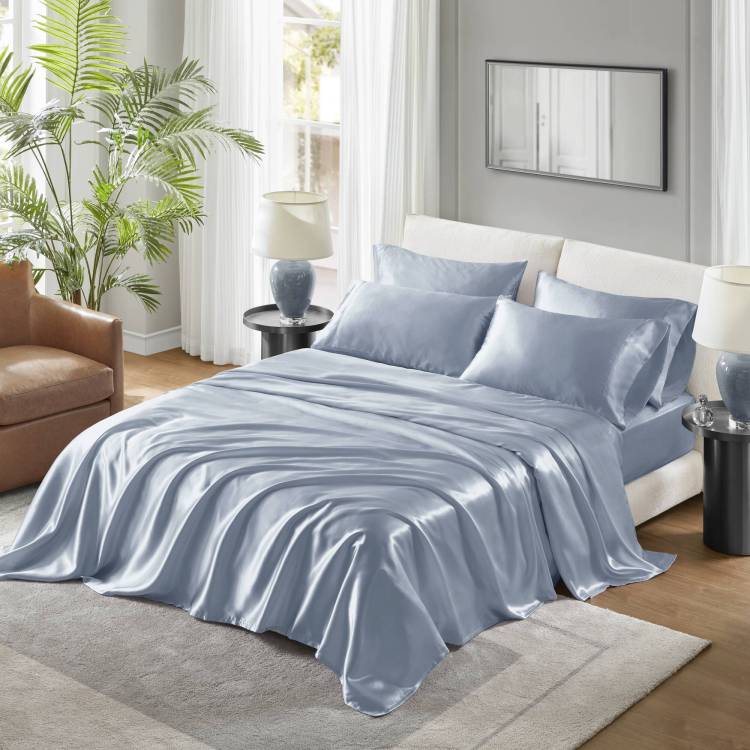 6 Pcs Queen Luxury Sheet Set Blue