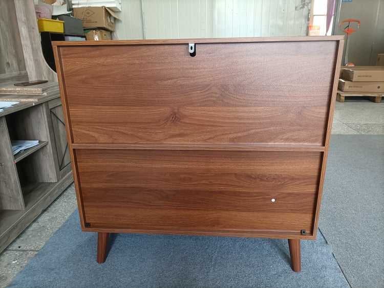 Sideboard Buffet Cabinet With Storage, Farmhouse Buffet Cabinet With Paper Clip Design, Wood Coffee Bar Storage Cabinet For Kitchen, Dining Room, Living Room, Entryway, Walnut,31.5" W