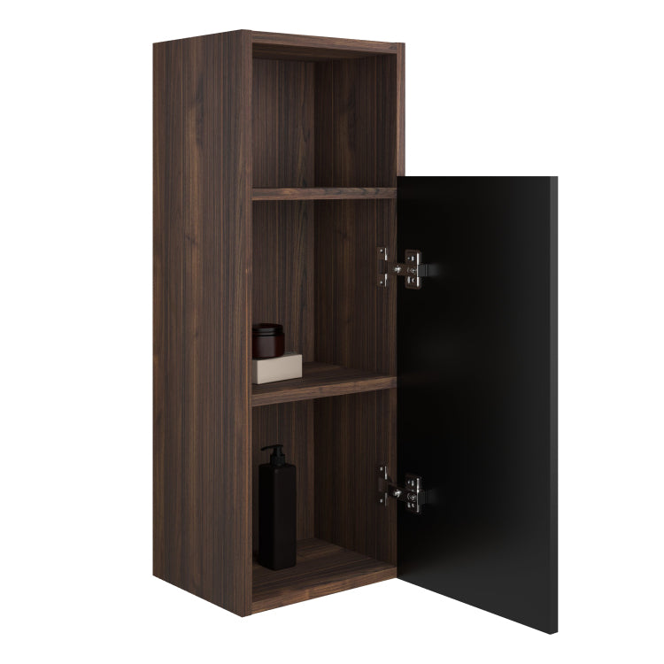 Cc1014S110.309 Black & Walnut Bathroom Floating Side Cabinet, Wall Mounted Storage Cabinet For Small Space, Kd