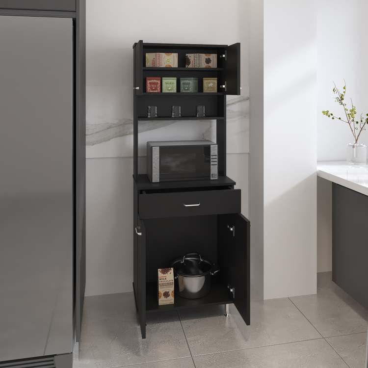 1 Drawer 1 Shelf Area Pantry With Adjustable Metal Legs Wenge
