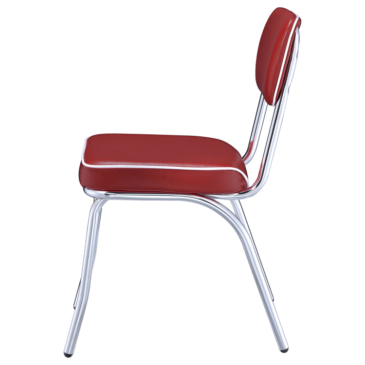 Red And Chrome Upholstered Side Chairs Set Of 2