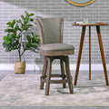 Henry 27" Armless Swivel Counter Height Bar Stool, Heathered Grey Linen